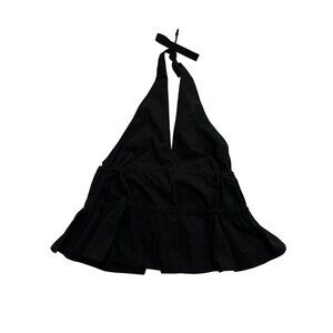 Venroy Cotton Poplin Halter Top in Black